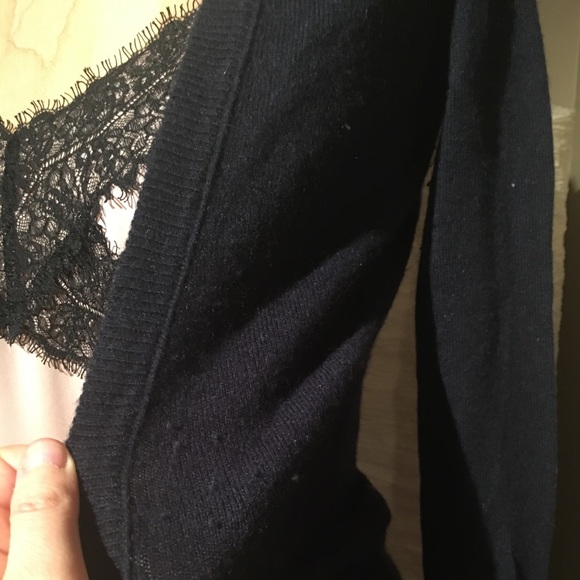 GUC Ruehl No.925 Navy Blue Cashmere Wool Blend V-Neck Cardigan Sweater Size XS - Picture 5 of 8